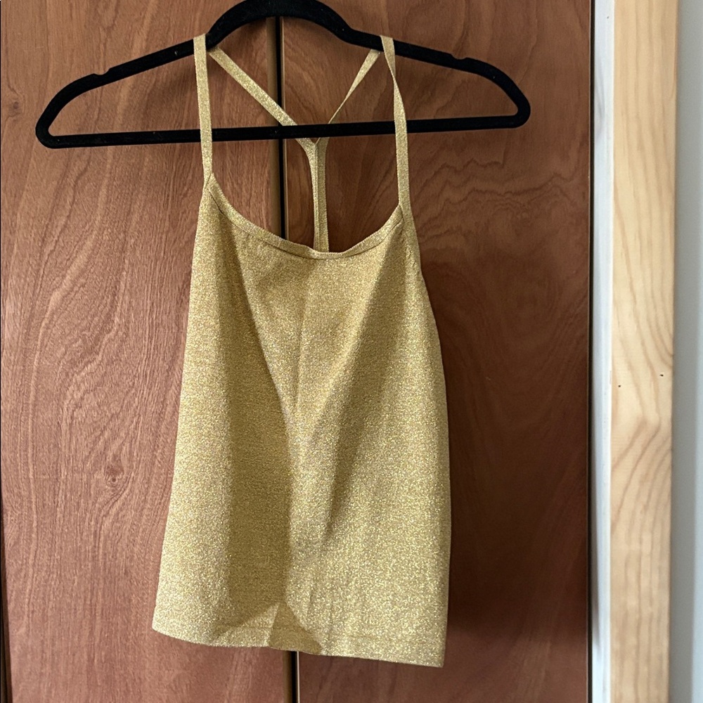 Express Shimmering Gold Racerback Camisole Top Size M